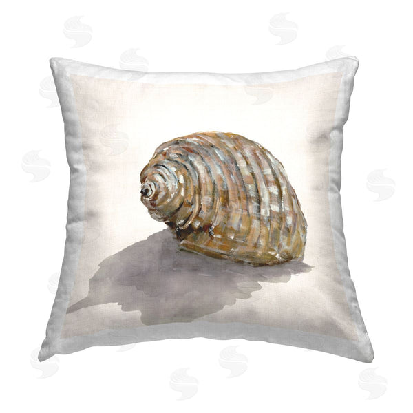 stupell industries Jacob Q | Curved Seashell on Beige Printed Throw Pillow
