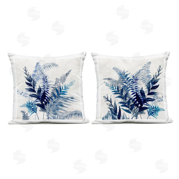 Stupell Industries Jacob Q | Layered Palm Fronds In Blue Printed Throw Pillow Set