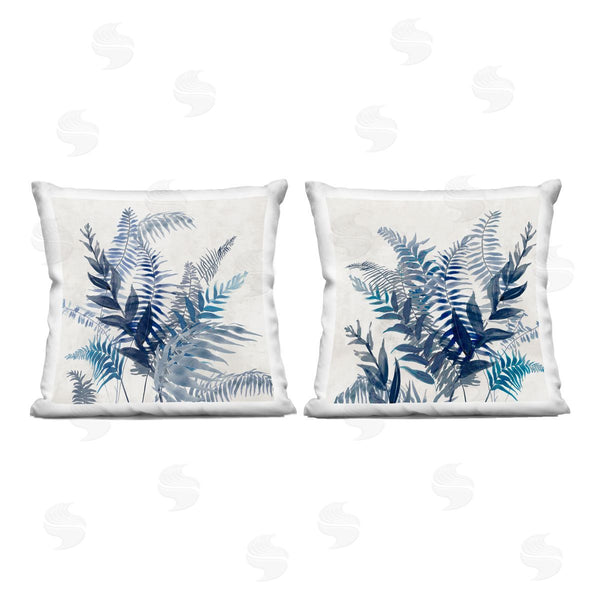 stupell industries Jacob Q | Layered Palm Fronds in Blue Printed Throw Pillow Set