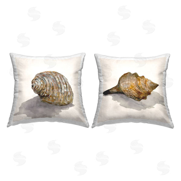 stupell industries Jacob Q | Natural Seashells with Shadow Printed Throw Pillow Set