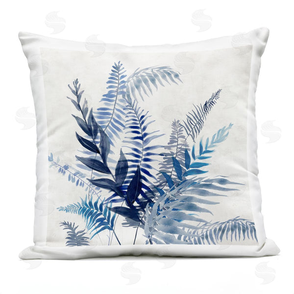 Stupell Industries Jacob Q | Overlapping Blue Fronds Printed Throw Pillow