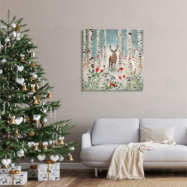 Stupell Industries Jacqueline Wild | Deer In Nighttime Birch Forest Wall Art