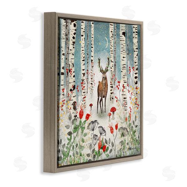 Stupell Industries Jacqueline Wild | Deer In Nighttime Birch Forest Wall Art