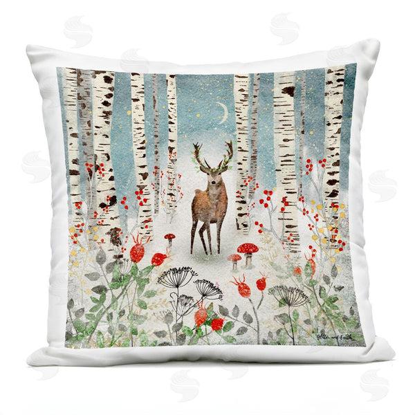 Stupell Industries Jacqueline Wild | Layered Woodland Birch Deer Printed Throw Pillow
