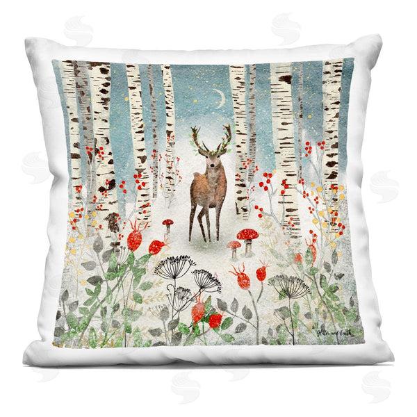 stupell industries Jacqueline Wild | Layered Woodland Birch Deer Printed Throw Pillow