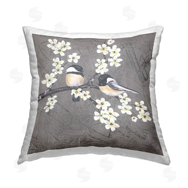 stupell industries Jade Reynolds | Bird Pair on Branch Printed Throw Pillow