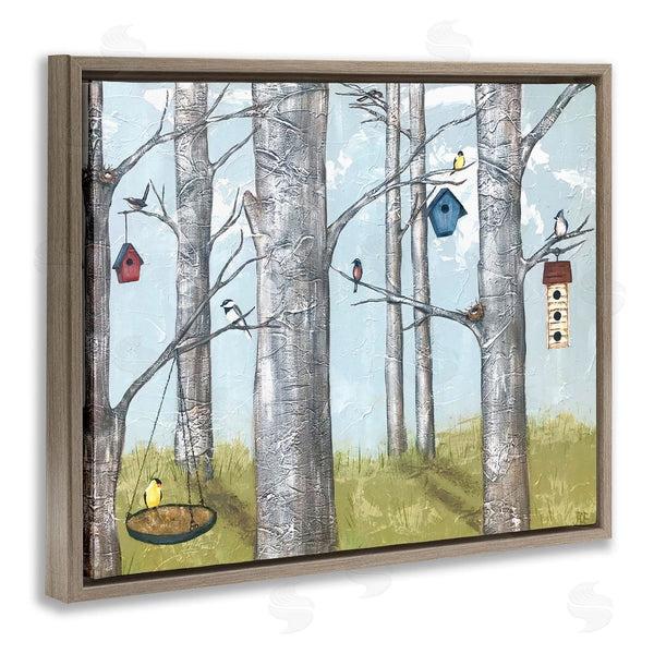 Stupell Industries Jade Reynolds | Birdhouses Woodland Birch Trees Wall Art