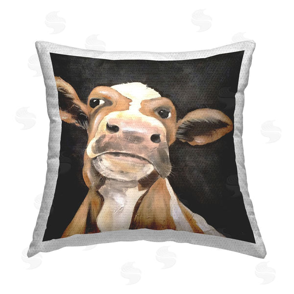Stupell Industries Jade Reynolds | Country Cow On Black Printed Throw Pillow