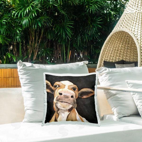 Stupell Industries Jade Reynolds | Country Cow On Black Printed Throw Pillow
