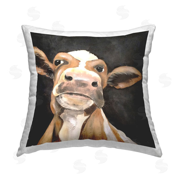 stupell industries Jade Reynolds | Country Cow on Black Printed Throw Pillow