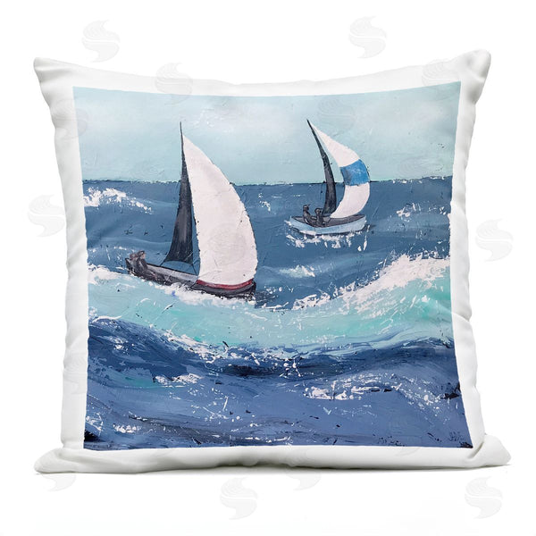 Stupell Industries Jade Reynolds | Marine Sailboats Ocean Splash Printed Throw Pillow