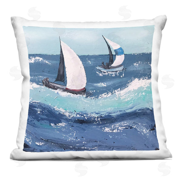stupell industries Jade Reynolds | Marine Sailboats Ocean Splash Printed Throw Pillow