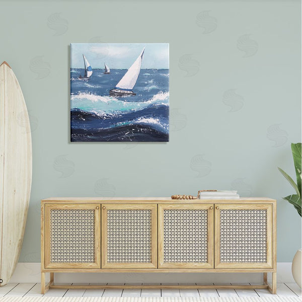 Stupell Industries Jade Reynolds | Rough Ocean Waves Sailing Boats Wall Art