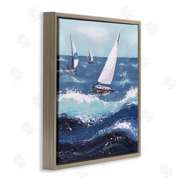 Stupell Industries Jade Reynolds | Rough Ocean Waves Sailing Boats Wall Art