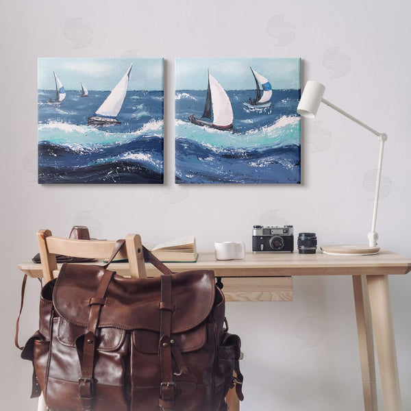 Stupell Industries Jade Reynolds | Sailboats Rough Ocean Waves Splash Wall Art