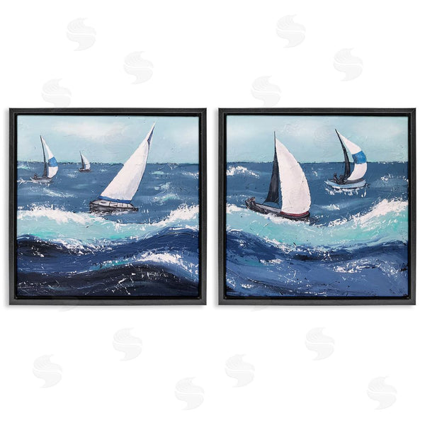 Stupell Industries Jade Reynolds | Sailboats Rough Ocean Waves Splash Wall Art