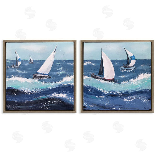 Stupell Industries Jade Reynolds | Sailboats Rough Ocean Waves Splash Wall Art