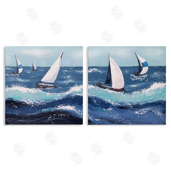 stupell industries Jade Reynolds | Sailboats Rough Ocean Waves Splash Wall Art