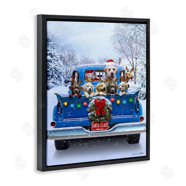 Stupell Industries Jadei Graphics | Christmas Tailgate Puppies Wall Art
