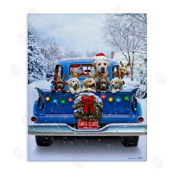 stupell industries Jadei Graphics | Christmas Tailgate Puppies Wall Art