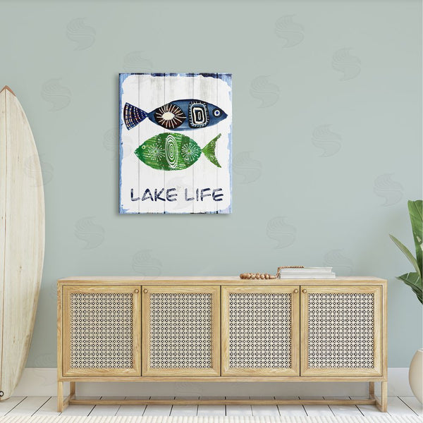 Stupell Industries Jadei Graphics | Lake Life Weathered Fish Shapes Pattern Motif Wall Art