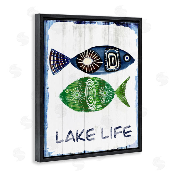 Stupell Industries Jadei Graphics | Lake Life Weathered Fish Shapes Pattern Motif Wall Art