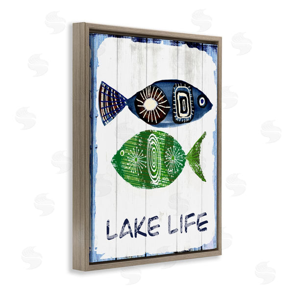 Stupell Industries Jadei Graphics | Lake Life Weathered Fish Shapes Pattern Motif Wall Art