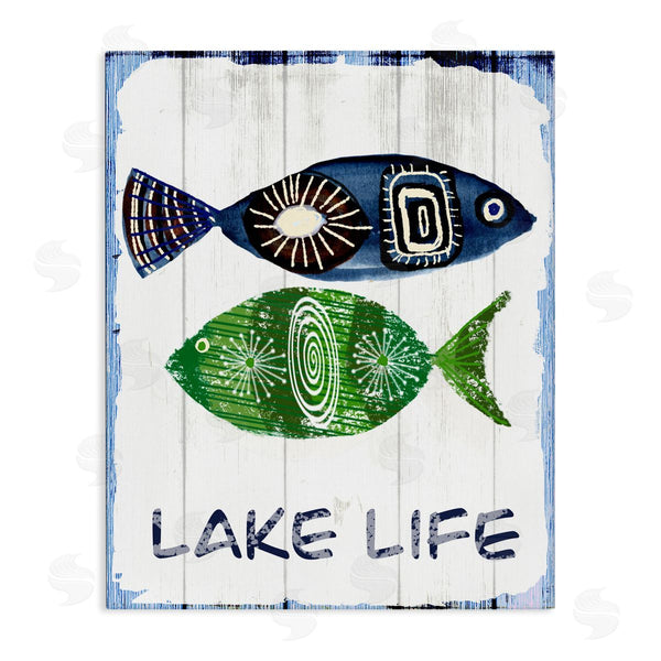 stupell industries Jadei Graphics | Lake Life Weathered Fish Shapes Pattern Motif Wall Art