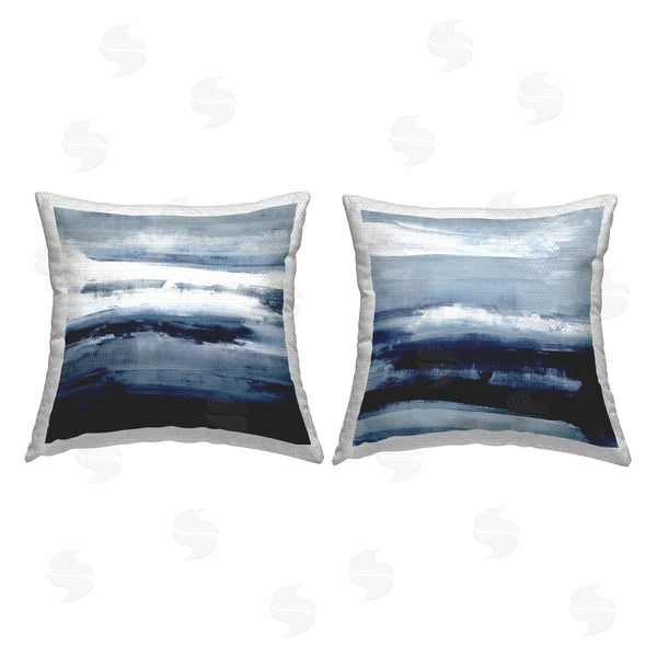 Stupell Industries Jake Messina | Brushed Blue Abstract Composition Printed Throw Pillow Set