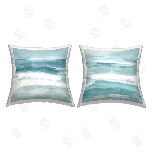 stupell industries Jake Messina | Turquoise White Abstract Forms Printed Throw Pillow Set
