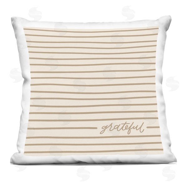 stupell industries Jalynn Heerdt | Grateful Beige Stripes Pattern Printed Throw Pillow