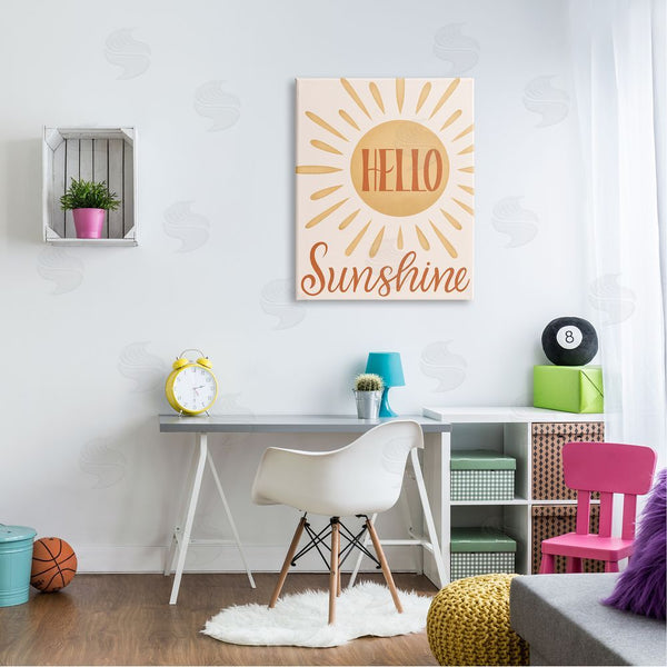 Stupell Industries Jalynn Heerdt | Hello Sunshine Bold Calligraphy Sun Rays Shining Wall Art