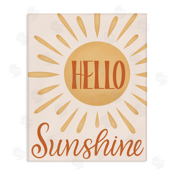 stupell industries Jalynn Heerdt | Hello Sunshine Bold Calligraphy Sun Rays Shining Wall Art