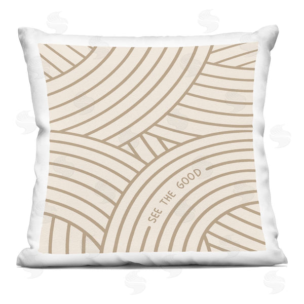stupell industries Jalynn Heerdt | See The Good Striped Phrase Printed Throw Pillow