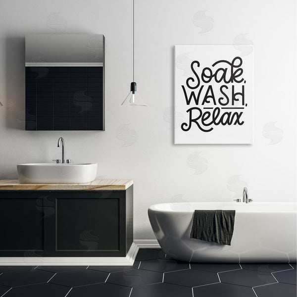 Stupell Industries Jalynn Heerdt | Soak Relax Bathroom Bold Novelty Calligraphy Sign Wall Art