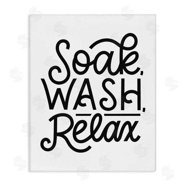 stupell industries Jalynn Heerdt | Soak Relax Bathroom Bold Novelty Calligraphy Sign Wall Art