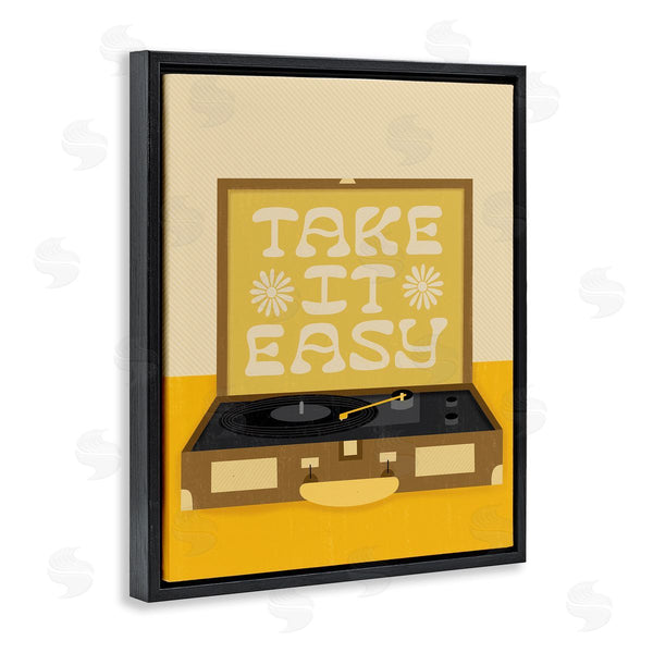 Stupell Industries Jalynn Heerdt | Take It Easy Motivational Vintage Boho Record Player Wall Art