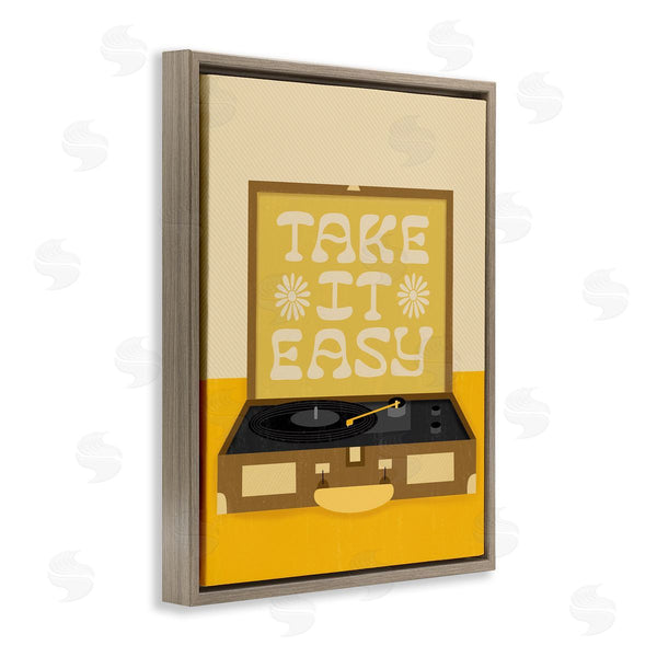 Stupell Industries Jalynn Heerdt | Take It Easy Motivational Vintage Boho Record Player Wall Art