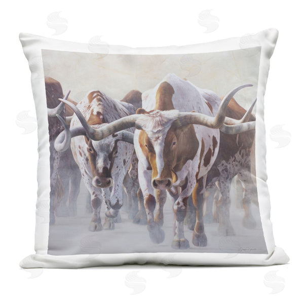 Stupell Industries James Corwin | Herd Of Longhorns On Ranch Printed Throw Pillow