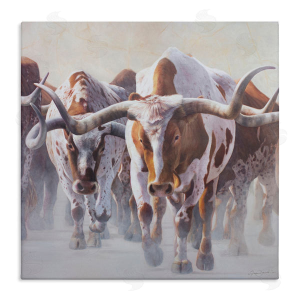 stupell industries James Corwin | Herd of Longhorns on Ranch Wall Art