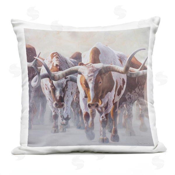 Stupell Industries James Corwin | Longhorn Cattle Trotting Herd Printed Throw Pillow