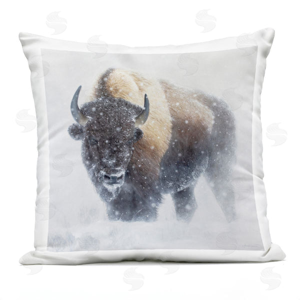 Stupell Industries James Corwin | Snowy Bison Winter Wildlife Printed Throw Pillow