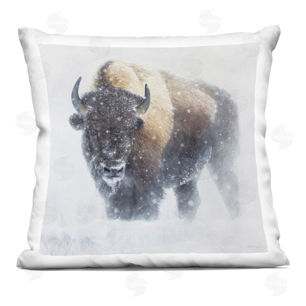 stupell industries James Corwin | Snowy Bison Winter Wildlife Printed Throw Pillow