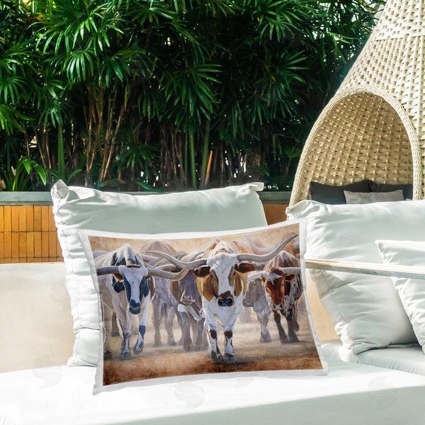 Stupell Industries James Corwin | Trotting Longhorn Cattle Printed Throw Pillow
