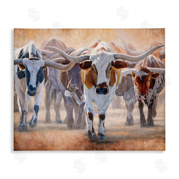 stupell industries James Corwin | Trotting Longhorn Cattle Wall Art