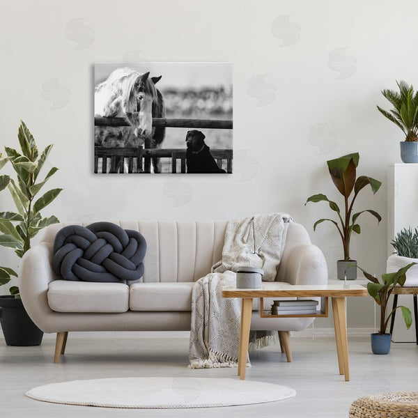 Stupell Industries James Dobson | Dog & Horse Farm Friends Monochrome Photography Wall Art