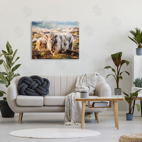 Stupell Industries James Dobson | Pleasant Highland Cattle Grazing Mossy Pasture At Dawn Wall Art