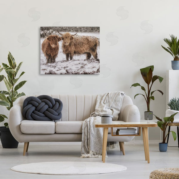 Stupell Industries James Dobson | Snow Dusted Highland Cattle Niveous Nature Landscape Wall Art