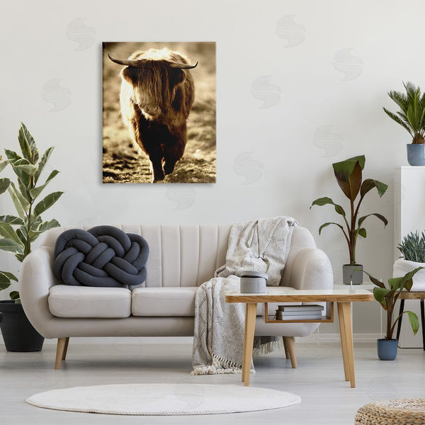 Stupell Industries James Dobson | Sunlit Highland Longhorn Cattle Wandering Rural Countryside Wall Art