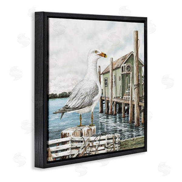 Stupell Industries James Harris | Coastal Seagull Perched Dock Marina Wall Art